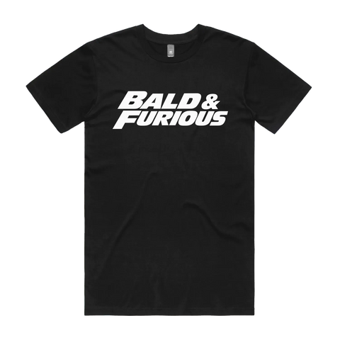 Bald & Furious Black front flat lay