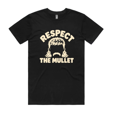 Respect the Mullet Black front flat lay