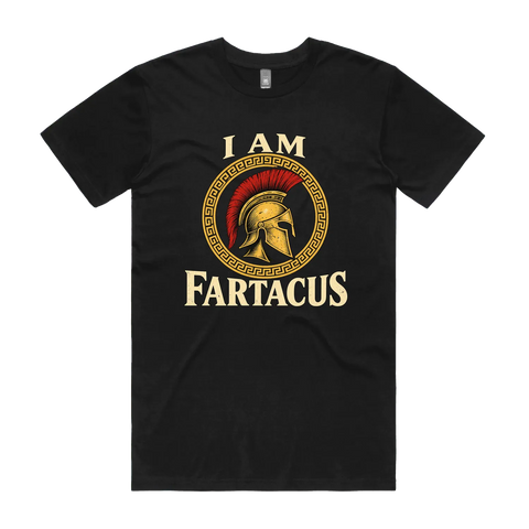 I Am Fartacus Black front flat lay