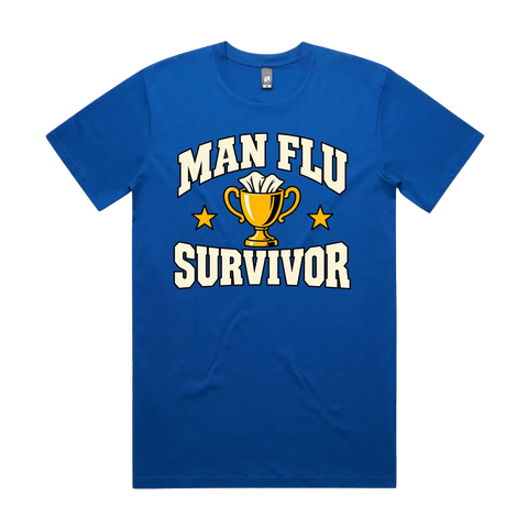 Man Flu Survivor Bright Royal front flat lay