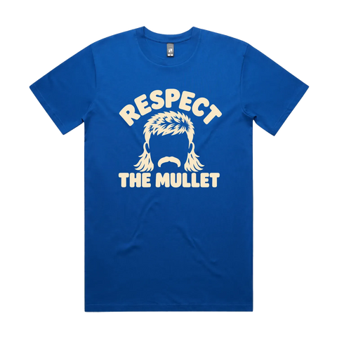 Respect the Mullet Bright Royal front flat lay