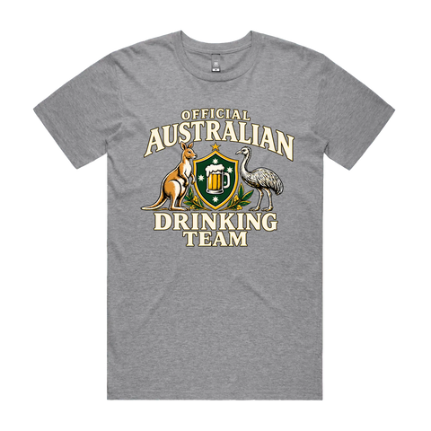 Official Australian Drinking Team Grey Marle front flat lay