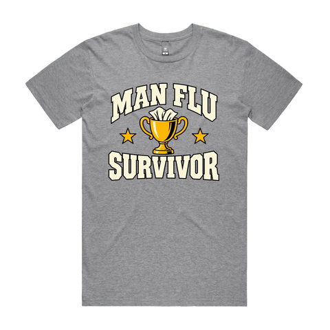 Man Flu Survivor Grey Marle front flat lay