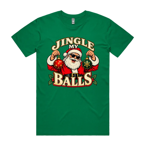 Jingle My Balls Kelly Green front flat lay