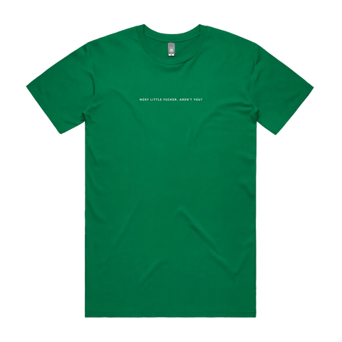 Nosy Little Fucker, Aren't You? Kelly Green front flat lay