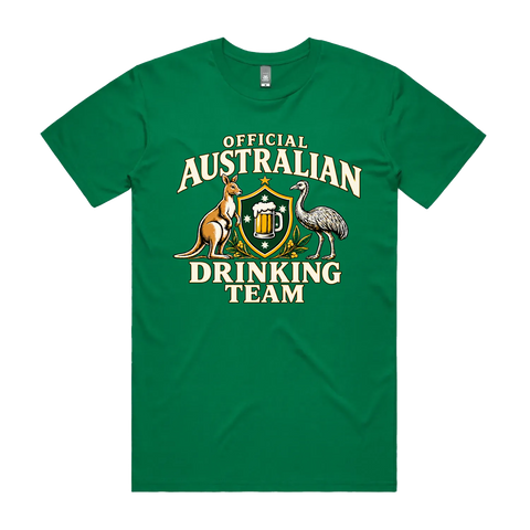 Official Australian Drinking Team Kelly Green front flat lay