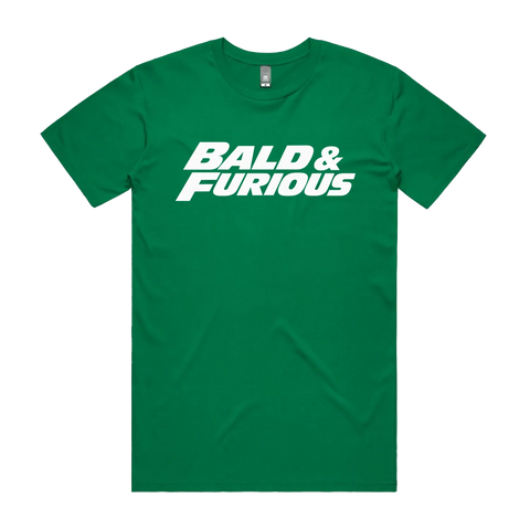 Bald & Furious Kelly Green front flat lay