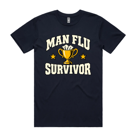 Man Flu Survivor Navy front flat lay