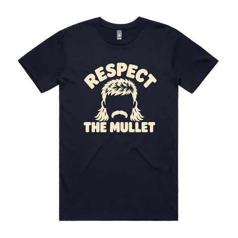 Respect the Mullet Navy front flat lay