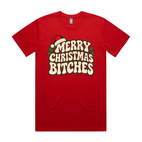 Merry Christmas Bitches Red front flat lay