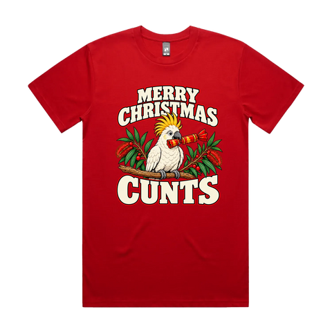 Merry Christmas Cunts Red front flat lay