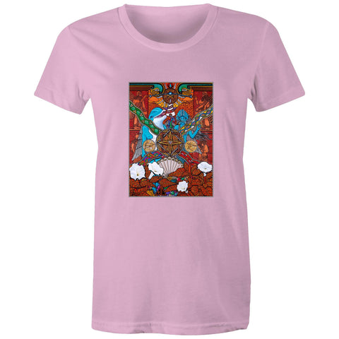 Dolphin Love On Planet Orange - Womens T-shirt